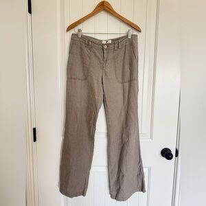 Banana Republic Sz 8 Linen Utility Pants High Waist Wide Leg Trousers